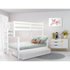 Bedz King Pine Wood Twin over Full Bunk Bed with Twin Trundle in White