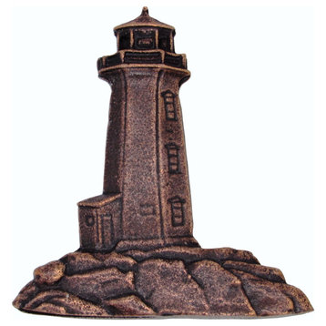 Stand-Alone Lighthouse Cabinet Knob, Antique Copper