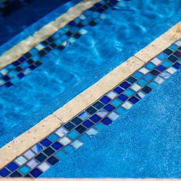Lap Pool Classic Straight Edge Design With a Raised Spa in Aventura, Florida