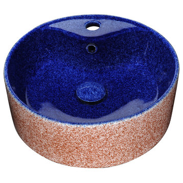 Regal Crown Series Ceramic Vessel Sink, Royal Blue Finish