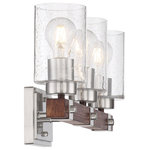 Nuvo Lighting - Arabel - 3 Light Vanity - with Clear Seeded Glass -Brushed Nickel and Nutmeg Woo - The Arabel 60-6963 3 light vanity wall fixture features a brushed nickel and nutmeg wood finish with clear seeded glass to add a decorative touch to your room.