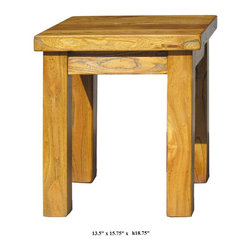 Chinese Solid Elm Wood Square Stool - Indoor Benches