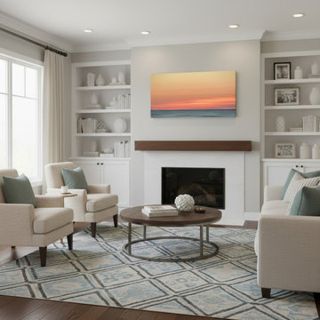 Abstract Color Blend Ocean Sunset Transitional Wall Art