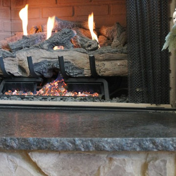 Fireplace, Leathered Granite with Chiseled edge