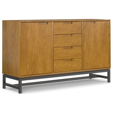 Banting Mid Century Sideboard With Centre Drawers, Oak Veneer