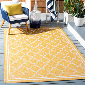 Courtyard Cy8918-56021 Trellis Geometric Rug, Gold and Beige, 6'7"x6'7" Square