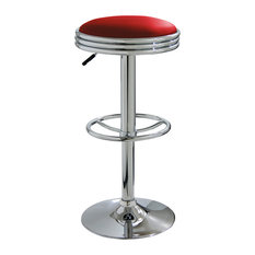 Amerihome - Amerihome Game Room Bar Kitchen Soda Fountain Style Bar Stool, Red - Bar Stools and Counter Stools
