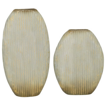 Contemporary Gold Metal Vase Set 43327