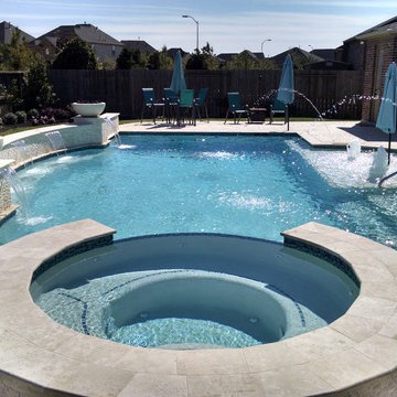 Geometric Pools with Raised Beam Water Feature Wall