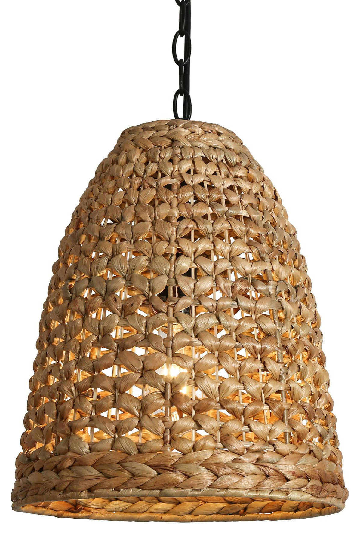 LNC Bohemian 1 Light Brown Bell Ratten Pendant Light - Tropical ...