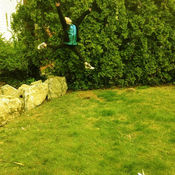 South Orange, NJ. Landscape Renovation, Boulder Retaining walls, Veggie Garden
