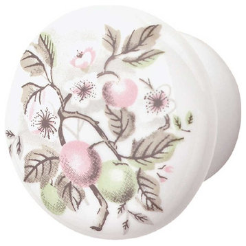 Cabinet Knob Porcelain Apple 1 1/2" Dia Renovators Supply