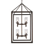 Golden Lighting - Smyth 8-Light Pendant, Gunmetal Bronze, Clear Glass - Modern lanterns featuring a handsome beveled cage design make a modern, elegant statement in the Smyth collection. Clean geometry creates contemporary style with steel candles and candelabra bulbs encased in two glass options. The fixtures are offered in 3 finishes: Chrome, Gunmetal Bronze and White Gold. The gleaming Chrome finish adds a sleek, contemporary option to this open-caged collection. A darker option, the Gunmetal Bronze finish has warm bronze undertones and is perfect for all industrial or vintage aesthetics. The White Gold finish option softens the geometric form, creating a more delicate and transitional appearance. Glass fixtures are available with Clear Glass or Opal Glass shades. This 8-light pendant creates a stylish focal point comfortably sized for living, dining areas, and foyers.