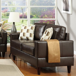 Poundex Furniture - Espresso Bonded Leather Loveseat - F7423 - Loveseats