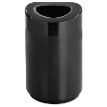 Safco Open-Top Round Waste Receptacle, Steel, 30 Gallon, Black