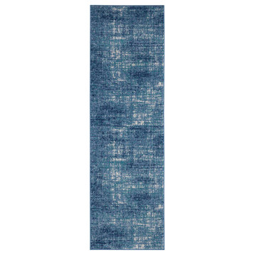 Calvin Klein River Flow 2'3" x 7'3" Teal/Ivory Blue Modern Indoor Area Rug