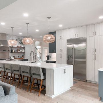 Kitchen Remodel with Modern Textured Cabinetry in Pepper and Raw Cotton