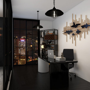 Industrial Loft Apartment — Bedroom, Kitchen & Home Office