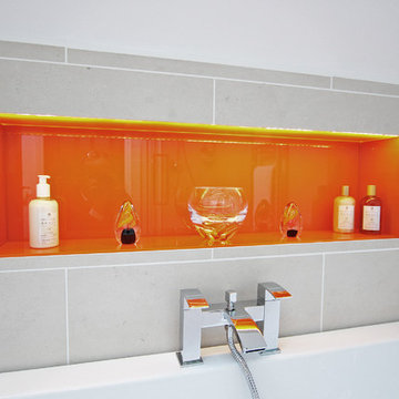 Modern Bathroom with Orange Accents