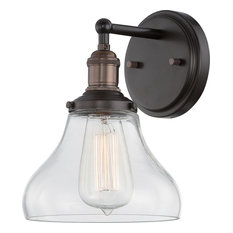 Vintage 1 Light Sconce With Clear Glass, Vintage Lamp Included