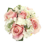 9 Stems Artificial Rose and Hydrangea Mixed Bouquet, Blush