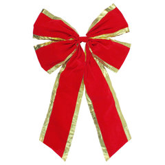 18 Red with Gold Trim STRUCTURAL 3D Velvet Christmas Bow