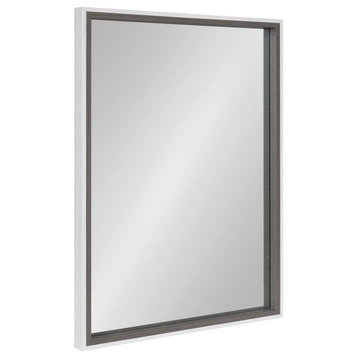 Gibson Framed Wall Mirror, White/Natural 19x24, Gray, 19x24