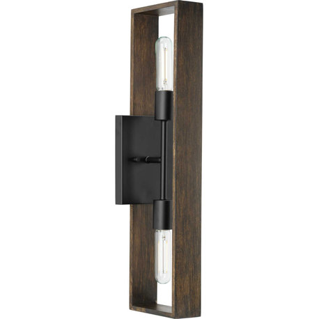 Progress Lighting P710126 Boundary 2 Light 6" Tall Wall Sconce - Matte Black