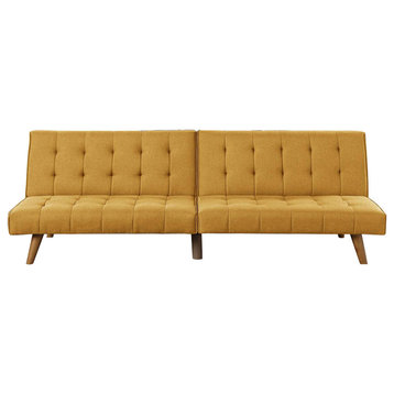 Adjustable Sofa With Button Tufted, Mustard