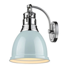 Duncan 1-Light Wall Sconce, Chrome With Seafoam Shade