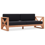 Meridian Furniture - Anguilla Waterproof Fabric Upholstered Outdoor Sofa, Black - Bring home this Anguilla teak outdoor sofa to complete the look of your outdoor entertaining area. This resort like sofa is stylish and comfortable, making it perfect for entertaining or peacefully relaxing in the comfort of nature. Made from teak with a natural finish and black water resistant fabric, this sofa is resistant to rot and pests, so it weathers the outdoors with ease. Pair the sofa with more Anguilla items for a casual and serene look outside.