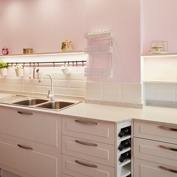 Cocina en color rosa