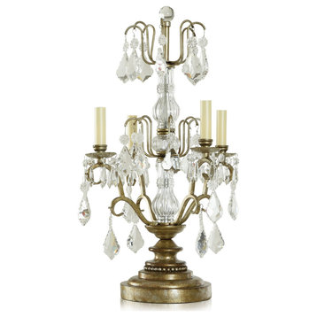 Dann Foley Candelabra Table Lamp Crystal Accents Aged Gold Finish