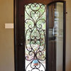 Estrella 72"x96" Wrought Iron Door, 8" Jamb, Aged Bronze Patina, Right Hand