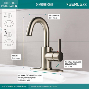 Peerless P191102LF Precept 1 Hole 1.2 GPM Bathroom Faucet - Matte Black