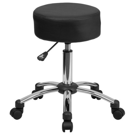 Black Bonded Leather Stool