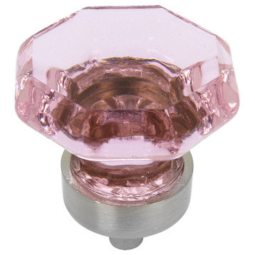Cosmas 5268SN Satin Nickel Cabinet Knob, Set of 5, Glass: Pink