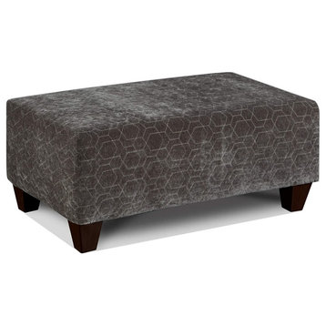 Contemporary Rectangular Ottoman, Polyester Upholstery With Padded Seat, Ebony