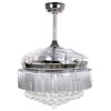 Crystal Retractable Blades Ceiling Fan With Light, 3000K