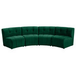 Meridian Furniture - Limitless Velvet Upholstered 4-Piece Modular Sectional, Green - Invest in your home's comfort with this Limitless 4 Piece Sectional. This modular unit offers tons of flexibility in the number of ways that you can put each piece in the Limitless collection together to get the ideal customized look. Upholstered in green velvet, this beautiful piece is soft and cool to the touch, so you can feel comfortable from every angle. Button and channel tufting add to this unit's upscale look and contemporary charm.