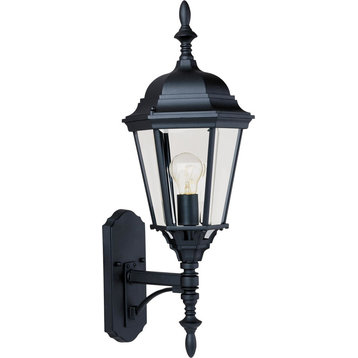 Westlake Cast 1-Light Outdoor Wall Lantern, Black With Clear Glass/Shade