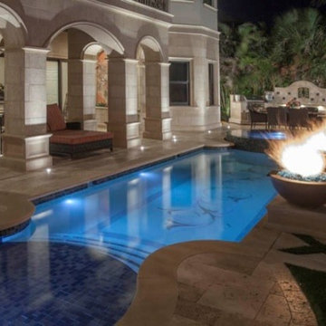 Florida Residence Waterline, Spa, and Fountain Glass Tile