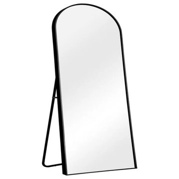 Freestanding/Wall Mount Mirror, Arched Design With Shatterproof Glass, Black