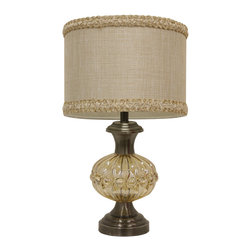 Decor Therapy - Decor Therapy 1-Light Carnival Glass Table Lamp, Smoke/Brushed Steel - Table Lamps