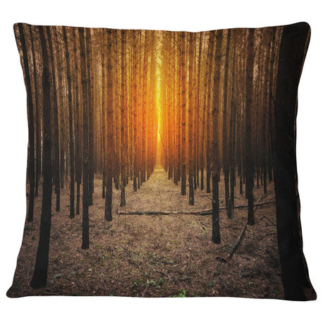 Halloween Themed Spooky Dark Forest Forest Throw Pillow, 18"x18"