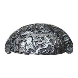 Inviting Home Inc. - Florid Leaves Bin Pull, Satin Nickel - Cabinet And Drawer Handle Pulls