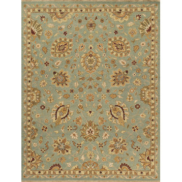 Hand-Dyed Hand-knotted 100% Wool Reversible Soumak Area Rug, Sterling Blue, 9'6"
