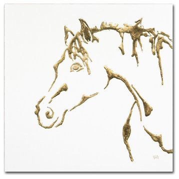 Chris Paschke 'Gilded Cowpony on White' Canvas Art, 14 x 14