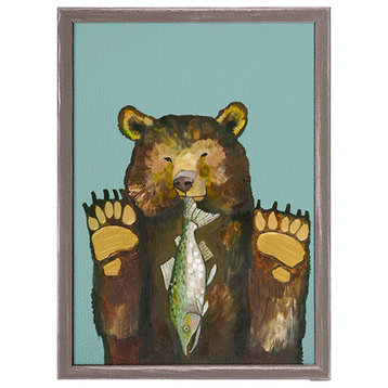 "Bear With Salmon" Mini Framed Canvas by Eli Halpin