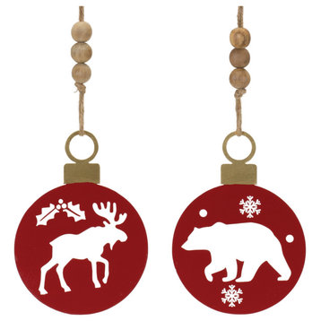 Metal Cut Out Bear and Moose Ornament, 12-Piece Set